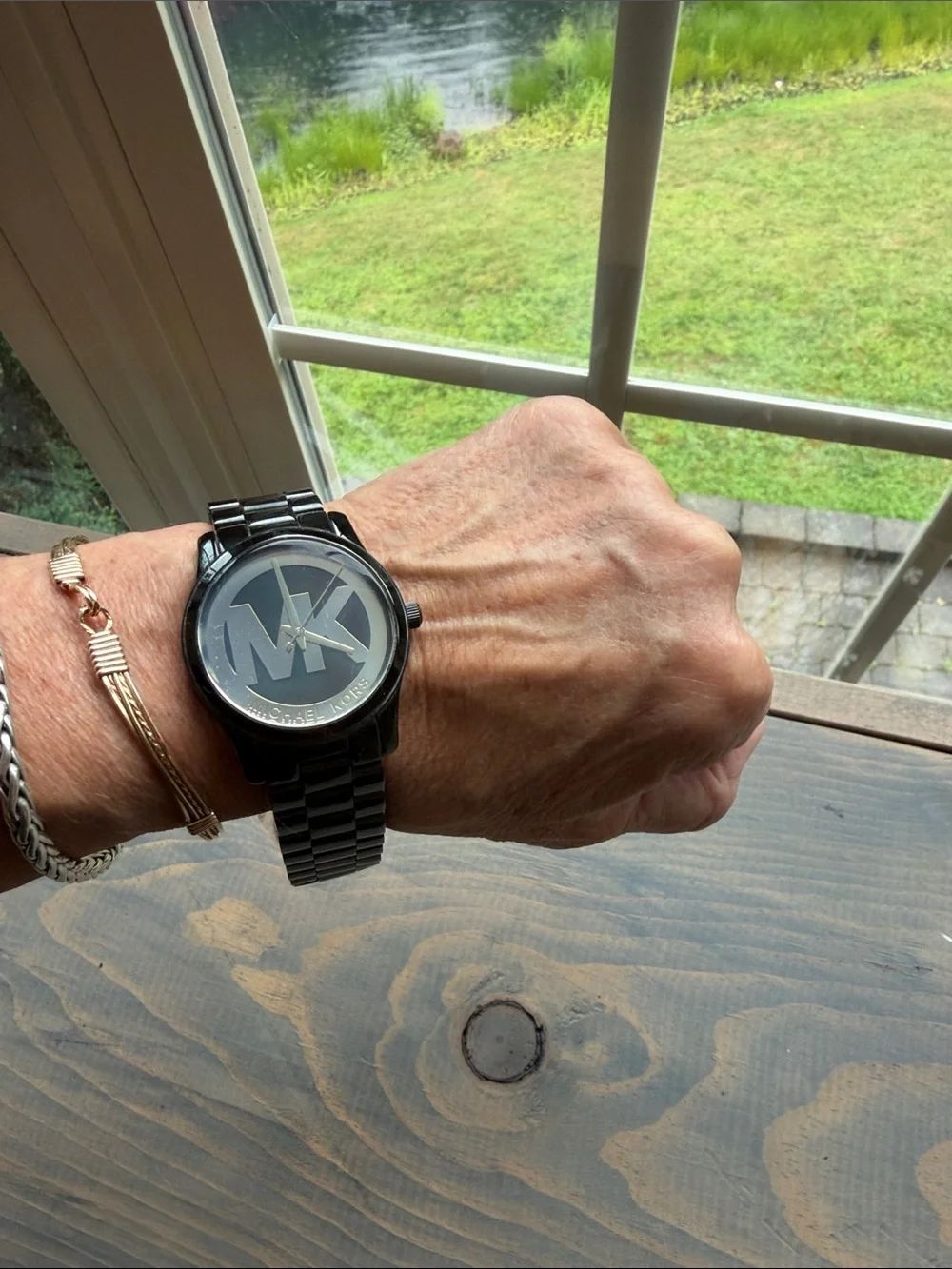 Michael Kors Men's Black Glossy MK Logo Bracelet Watch